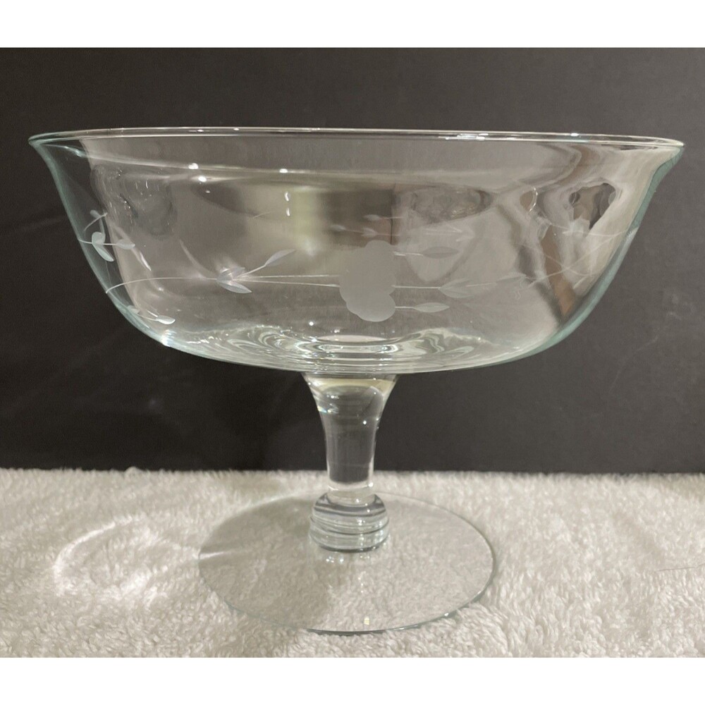 Vintage Princess House Heritage Etched Crystal Pedestal Bowl - Compote Dish